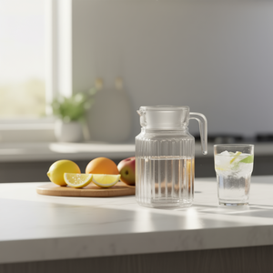 Jarra de Agua de Vidrio Transparente Premium de 600 ml, Diseño Minimalista Sólido, AGUA NEVERA, Artículos para Beber - Product Image 3