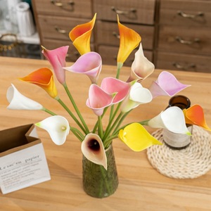 CallaFloral, lys artificiels Calla, branche unique, couleur orange, décoration d'intérieur, fournitures de mariage - Product Image 1