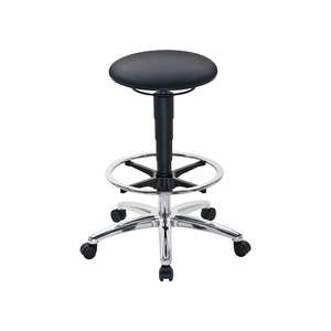 BiMOS เก้าอี้สตูลแบบหมุนได้ตัวหยุดล้อและห่วงฐานเบาะผ้า supertec สีเทาปรับความสูงได้510-780มม. - Product Image 1