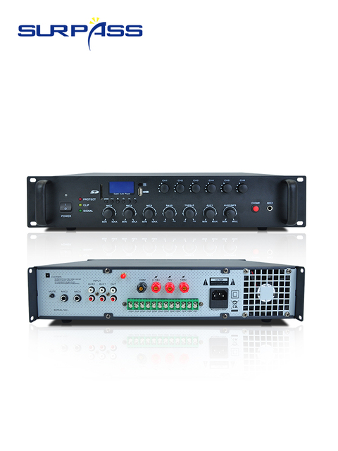 MB6500U Professional 500W 6 Zone Mixer PA Amplifier with Bluetooth/USB/SD/FM, Aluminum Panel, for Public Address & Karaoke