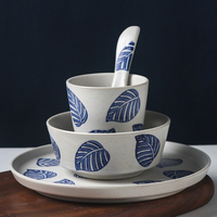 Vaisselle créative japonaise en céramique, assiettes de service individuelles en terre cuite durable, résistantes au four et au lave-vaisselle