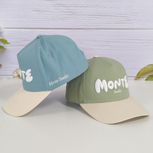 사용자 정의 로고 5 패널 스웨이드 모자 미들 크라운 투톤 컬러 스웨이드 챙 거꾸로 편지 3d 자수 로고 프레임 야구 모자 - Product Image 3