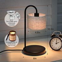 Diffuseur de cire électrique noir sans flamme en métal, chauffe-bougie avec minuterie, lampe à cire aromatique à intensité variable