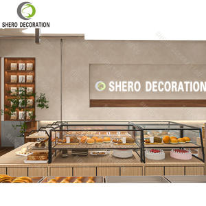 Espositore da banco a 2 livelli in legno per pasticceria, scaffale per esposizione dolci, design moderno per interni di panetterie - Product Image 4