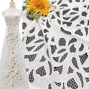 Белая кружевная вуаль для свадебного платья, с вышитым узором в виде листьев, SS220309-EMB08