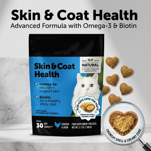 Friandises croquantes et crémeuses au fromage pour la santé de la <span class=keywords><strong>peau</strong></span> et du pelage des chats, avec oméga 3 6 9, vitamines C E, biotine, compléments alimentaires pour la santé des animaux de compagnie, chats - Product Image 3