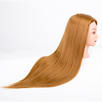 Tête de Mannequin d'Entraînement Synthétique Féminine pour Coiffure, Mannequin de Table avec Cheveux Blonds Raides pour Salon
