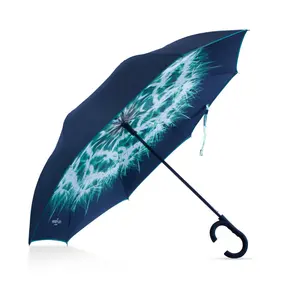 Dente di leone auto aperta reverse ombrello personalizzato invertito ombrello full body umbrella for sale stampa digitale hands free cinese um