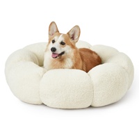 Lit pour animaux de compagnie rond en peluche doux et confortable PAIPET pour chatons et petits chiens, lit pour chien en forme de fleur, nid floral, lit douillet pour chat