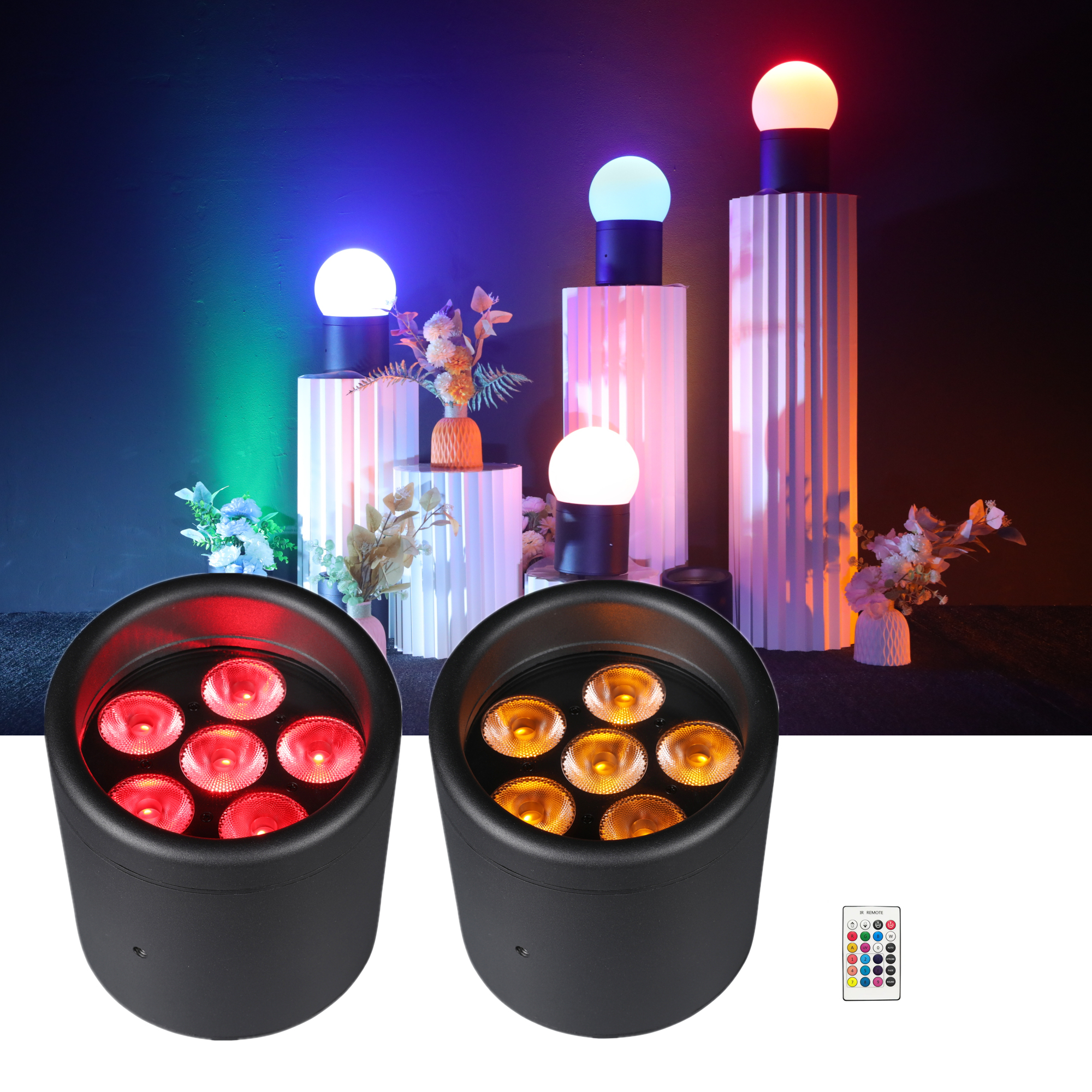 Professional Waterproof UV 6-in-1 Battery Powered Stage Light IP65 RGBWA 6x18W Wireless DMX LED Uplightfor Wedding/DJ