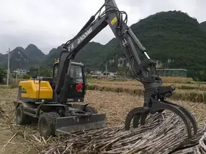 BD80W Forestry Farm Agriculture Mini Heavy Liugong Tree Wood Mill Timber Log Roots Branches Grabber Loader CE Wheel Excavator Digger 6t 8t 15t CE