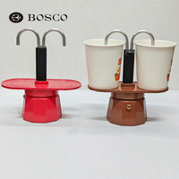 Cafetière Moka Moderne Portable en Aluminium 2 Tasses à Double Tube pour Café et Thé, Construction Métallique Durable