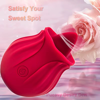 Hochwertiger Zungen-Rosen-Vibrator zum Günstigen Preis, Brustwarzen- und Klitoris-Stimulation, Realistischer Zungen-Leck-Vibrator in Blumenform für Frauen