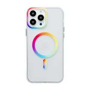 Geili Regenboog Magnetische Telefoon Case Voor Iphone 14 Pro Max Clear Mobiele Telefoon Cover Voor Iphone 13 Pro Max