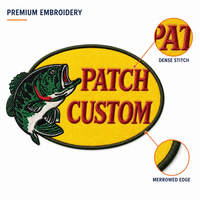 Patch brodé de pêche grande taille, motif amusant de bar à bouche large, design personnalisé, thermocollant ou à coudre pour chapeau, veste, sac