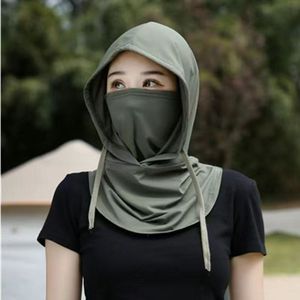 Sombrero de protección solar de seda helada de una pieza, cubierta facial transpirable unisex para conducir y andar en bicicleta, color rosa - Product Image 3