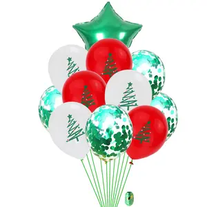 10 шт 12 дюймов красочный латексный шар красное зеленое дерево Счастливого Рождества шар 2021 латекс круглый шар