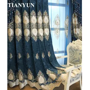 Customized Macrame Curtain Turkish Luxury European Style Blackout Window Curtains For Sitting Room