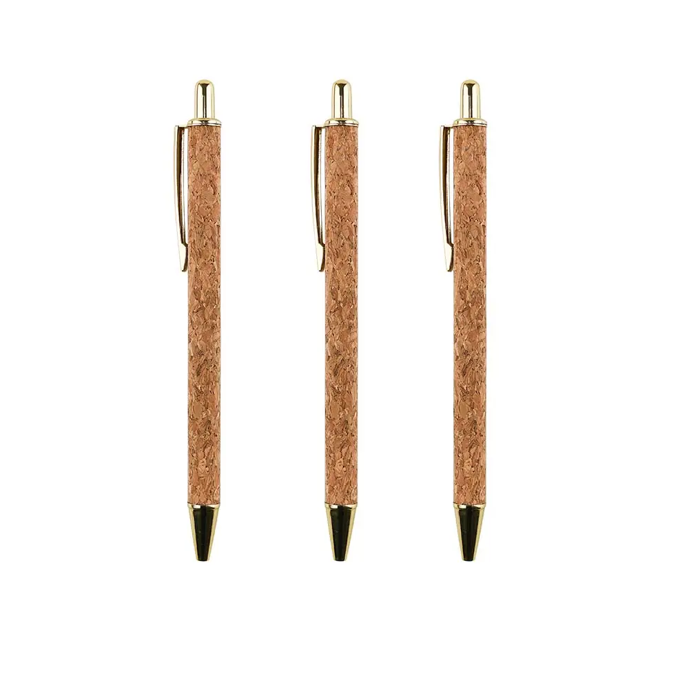 GemFully cute office supplies retractable pens eco friendly cork and recycled ballpoint pen for office