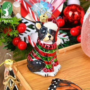 Decorações de Natal Luxuosas Feitas à Mão, Criativas com Cena de Borboleta e Cachorrinho em Pendentes de Vidro para Arranjo Festivo de Árvore - Product Image 5