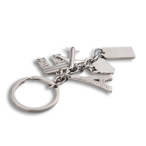 Silver Plated <b>Customized</b> Design Famous Building Charm Airplane Travel Metal <b>Keychain</b> - Product Image 4
