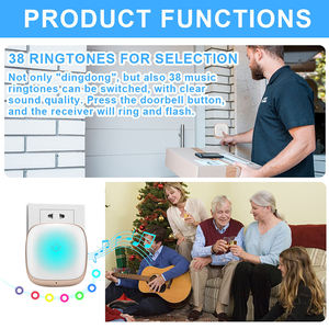 Sonnette <span class=keywords><strong>sans</strong></span> <span class=keywords><strong>fil</strong></span> autonome Daytech avec 38 sonneries, étanche IP44, son 110 dB, portée 300 m pour appartements - Product Image 4