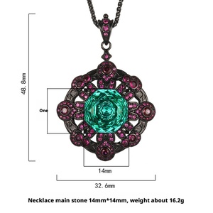 Vintage Eco-friendly <b>Copper</b> Black Gold Plated Rose Cut Multi-color Cubic Zirconia Disc Pendant Necklace for Women Casual Wear - Product Image 6