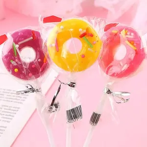 حلوى الأطفال من الفاكهة الإبداعية اللطيفة بنكهة مختلطة على شكل دونات حلوى مصاصة صلبة