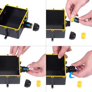 Ngoài trời không thấm nước IP68 Hộp nối 1 trong 3 ra 24A 450vac PC vật liệu kết nối điện tử hộp với địa chỉ liên lạc Đồng - Product Image 5