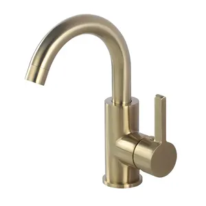 Gold Bathroom Sink Faucet Brass Deck Mount Wash Basin Mixer Tap Single Handle Hole Cold Hot Water Washbasin Mixed