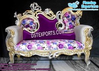 Canapé de mariage bleu royal avec sièges d'amour Meilleur canapé de scène de mariage arabe Chaise Designer Canapé de scène pour cérémonie de mariage