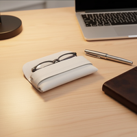 Étui portable rectangulaire en cuir souple avec cordon de serrage pour lunettes optiques, étuis à lunettes de soleil, étuis à lunettes, possibilité de personnaliser le logo