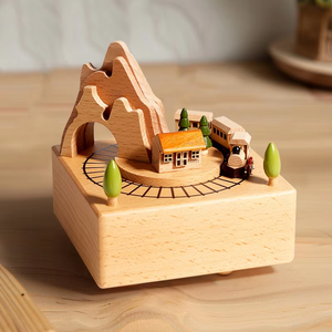 Caja Musical de Madera con Carrusel de Estrellas Personalizada, Nombre Grabado, Recuerdo para Guardería, Regalo para Bautizo o Baby Shower - Product Image 2