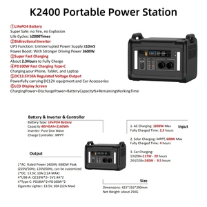 แบตเตอรี่ Lifepo4 2400W เครื่องกำเนิดไฟฟ้าพลังงานแสงอาทิตย์แบบพกพา ชาร์จเร็ว เครื่องกำเนิดไฟฟ้าพลังงานแสงอาทิตย์สำหรับรถบ้านและกิจกรรมกลางแจ้ง - Product Image 2