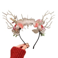 Nouveau serre-tête en velours de Noël style coréen pour femme, pince à cheveux branche lumineuse, accessoire de costume de fête pour adulte, accessoire photo en forme de bois de cerf