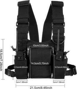 ネオプレン無線機チェストハーネスフロントパックポーチホルスタータクティカルベストバッグリグジッパー開閉防水双方向無線機 - Product Image 4