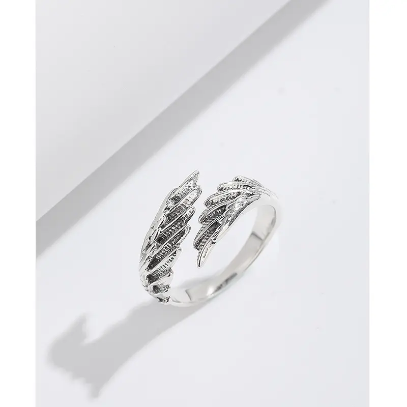 Modeschmuck Engelflügel Ring 925 Sterling-Silber 5A Zirkon verstellbarer Ring für Herren