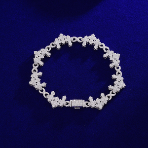 <span class=keywords><strong>Bracciale</strong></span> Hip Hop con Tre Croci Cristiane in Moissanite VVS, Argento 925 Placcato Oro Bianco, Gioiello Raffinato con Croce Infinita - Product Image 3
