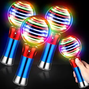 FT Rotating Flashing Ball Flashing Light Up LED Spinning Ball Wand Magic Show Spinner Toy Light Up Magic Ball Toy Wand for Kids