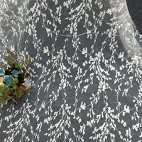 Tissu en dentelle de tulle blanc brodé de fleurs pour voile de mariée, robe, et rideau en dentelle transparente pour la décoration intérieure