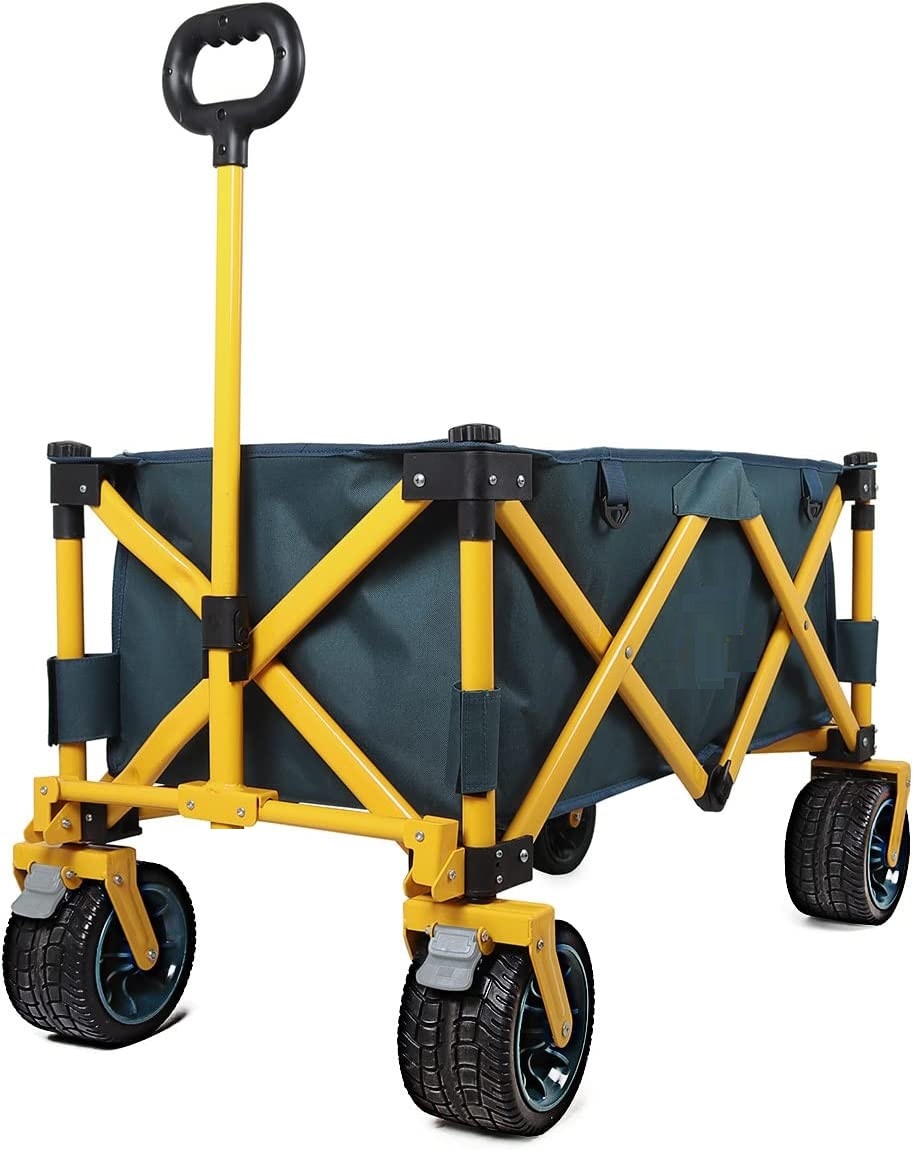 Складной складной вагон, сверхмощный пляжный вагон с большими колесами, для кемпинга и улицы