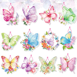 Guirlandes suspendues en papier arc-en-ciel avec papillons, décorations pour mariage, fête à domicile, anniversaire, bannière décorative avec papillons - Product Image 3