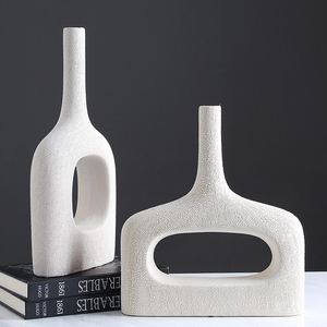 Europea China hogar Decoración hueco de partículas elegante <span class=keywords><strong>blanco</strong></span> jarrones boca pequeña florero para sala - Product Image 2