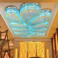 Lustre carré moderne en cristal LED de luxe personnalisé, éclairage décoratif pour hôtel, villa, hall, projet personnalisé, lampe de plafond