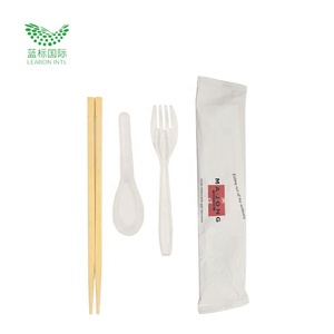 Fuling Factory Medium Weight Disposable White Wrapped Plastic Cutlery Set With Knife,Fork,And Spoon