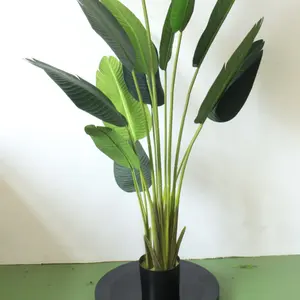 Grandes feuilles de banane artificielles, plante verte, pour les voyageurs, en plastique, cm