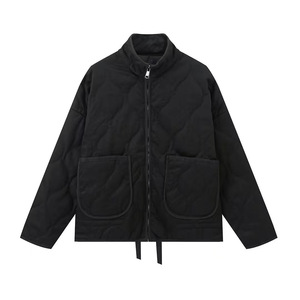 Chaqueta de abrigo de algodón para <span class=keywords><strong>mujer</strong></span> nueva de invierno de estilo americano europeo cuello levantado con bolsillos chaqueta fina acolchada - Product Image 4