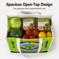 Sac fourre-tout réutilisable en non-tissé laminé, idéal pour les courses, avec poignées en sangle entièrement imprimées, vente en gros pour supermarchés