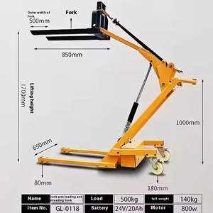 KAD Empilhador Semi Elétrico Hidráulico Portátil Lift Pallet Forklift 500kg-700kg Capacidade Dobrável Boom Crane Truck 1.5m Forklift - Product Image 5