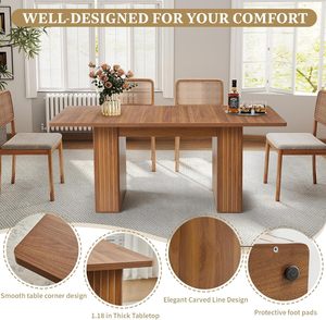 <span class=keywords><strong>Table</strong></span> à manger extensible moderne en noyer avec base double cannelée - Product Image 6